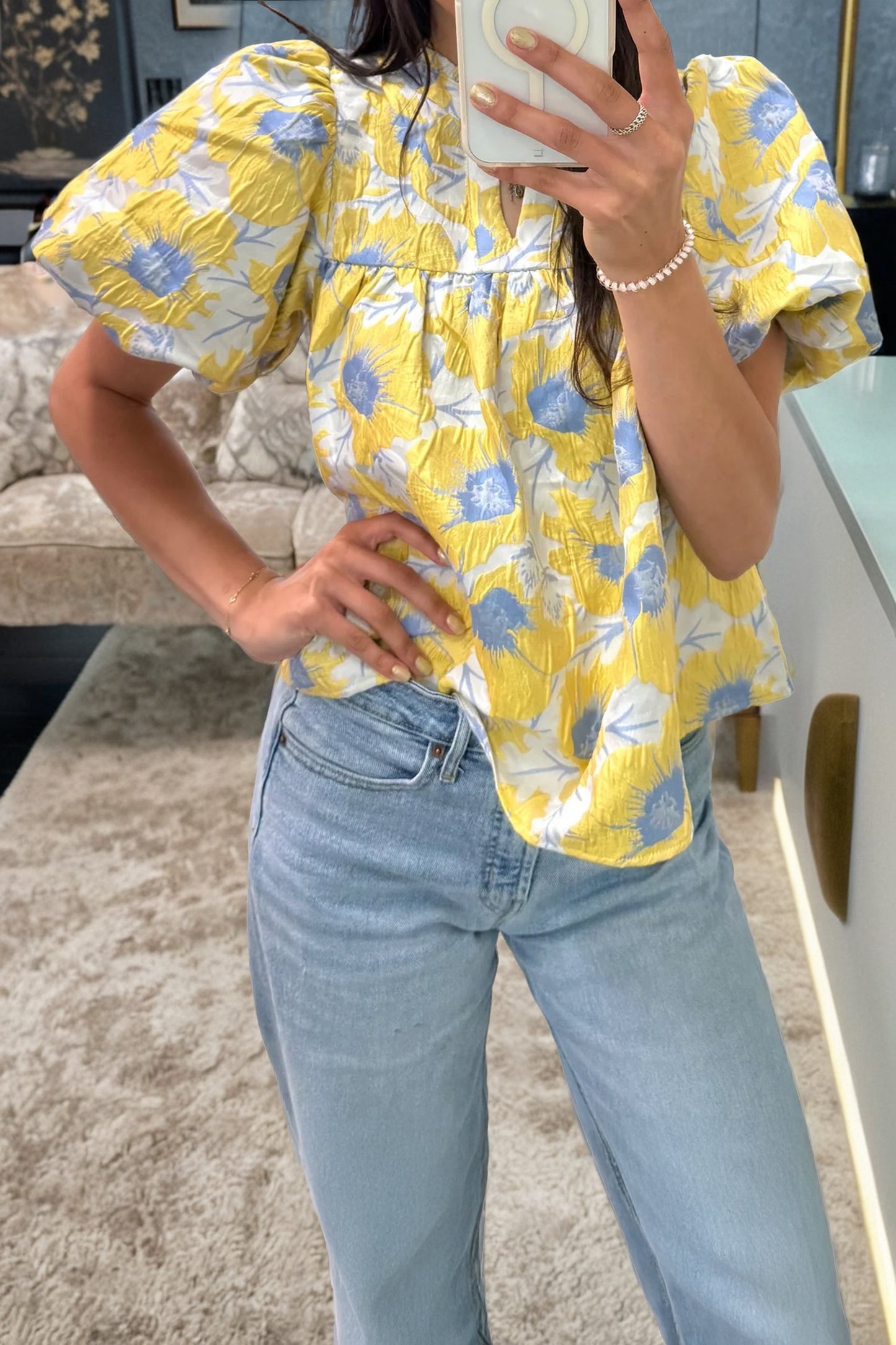 Bubble sleeve summer top
