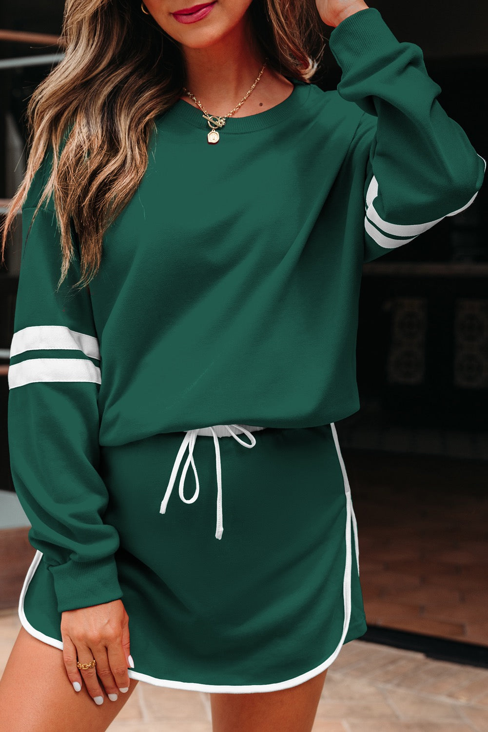 Green and White Varsity Skort Set