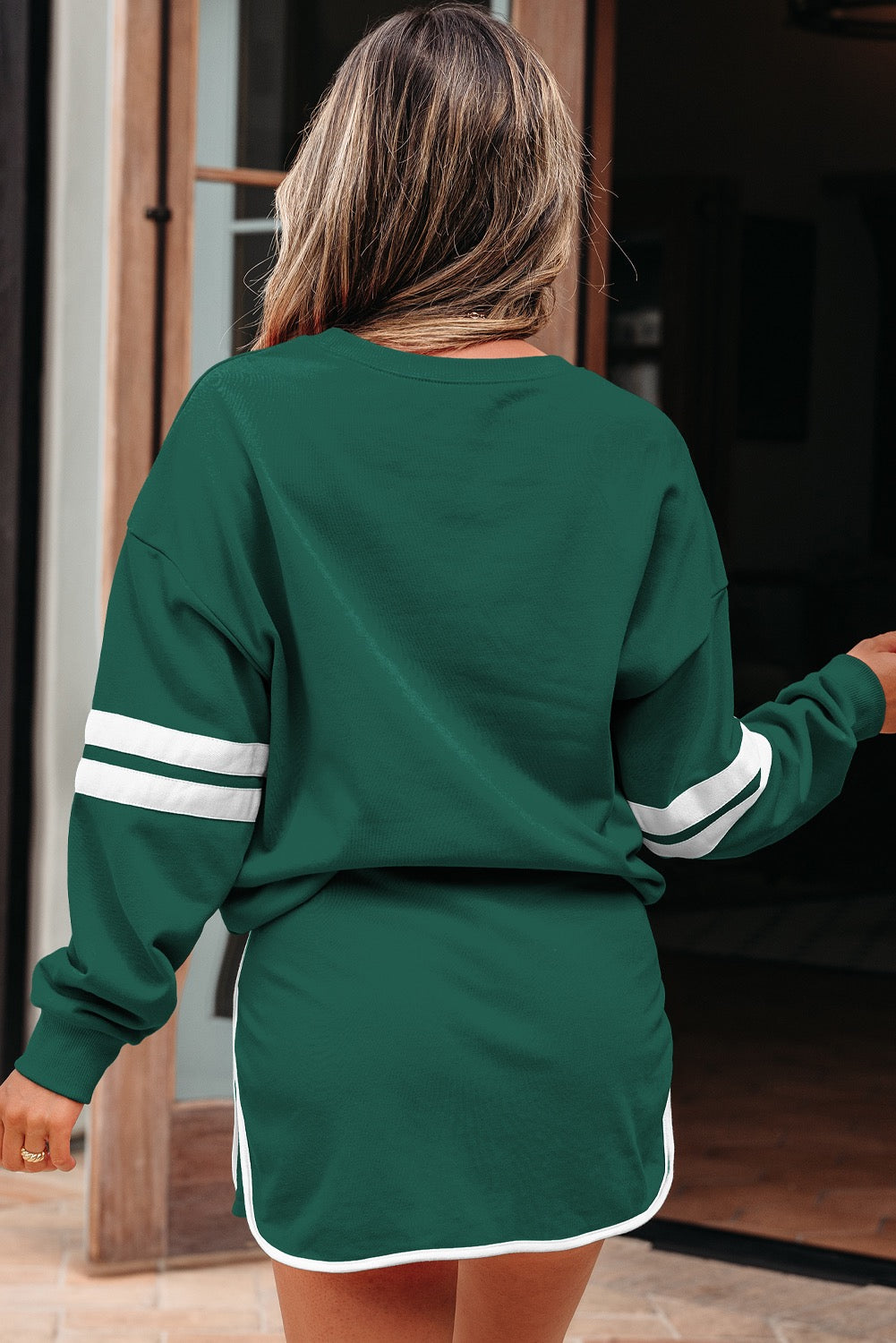 Green and White Varsity Skort Set
