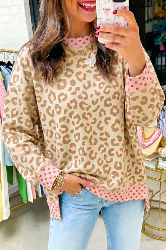 Khaki Leopard Polka Dot Trim
