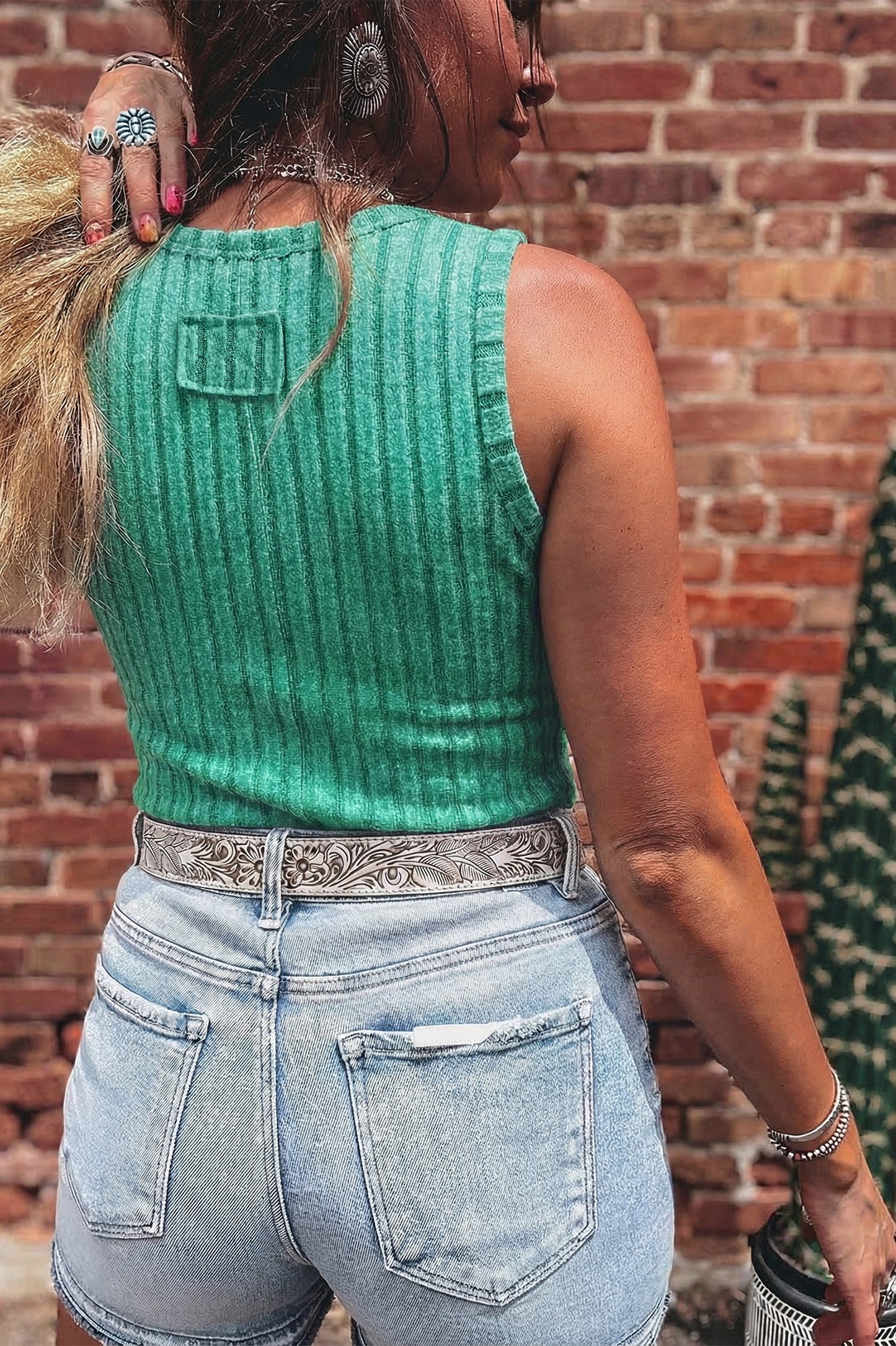 Green slim fit tank