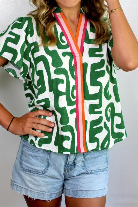 Green Abstract Top