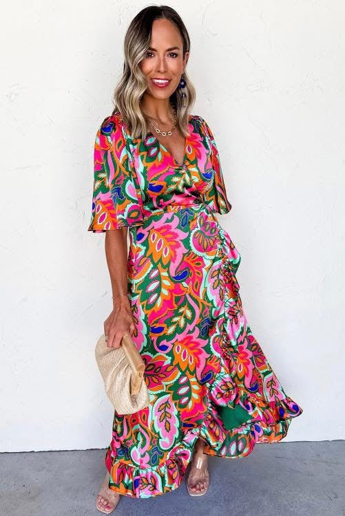 Rose V neck Dress