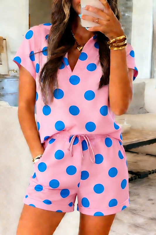 Polka Dot V neck set