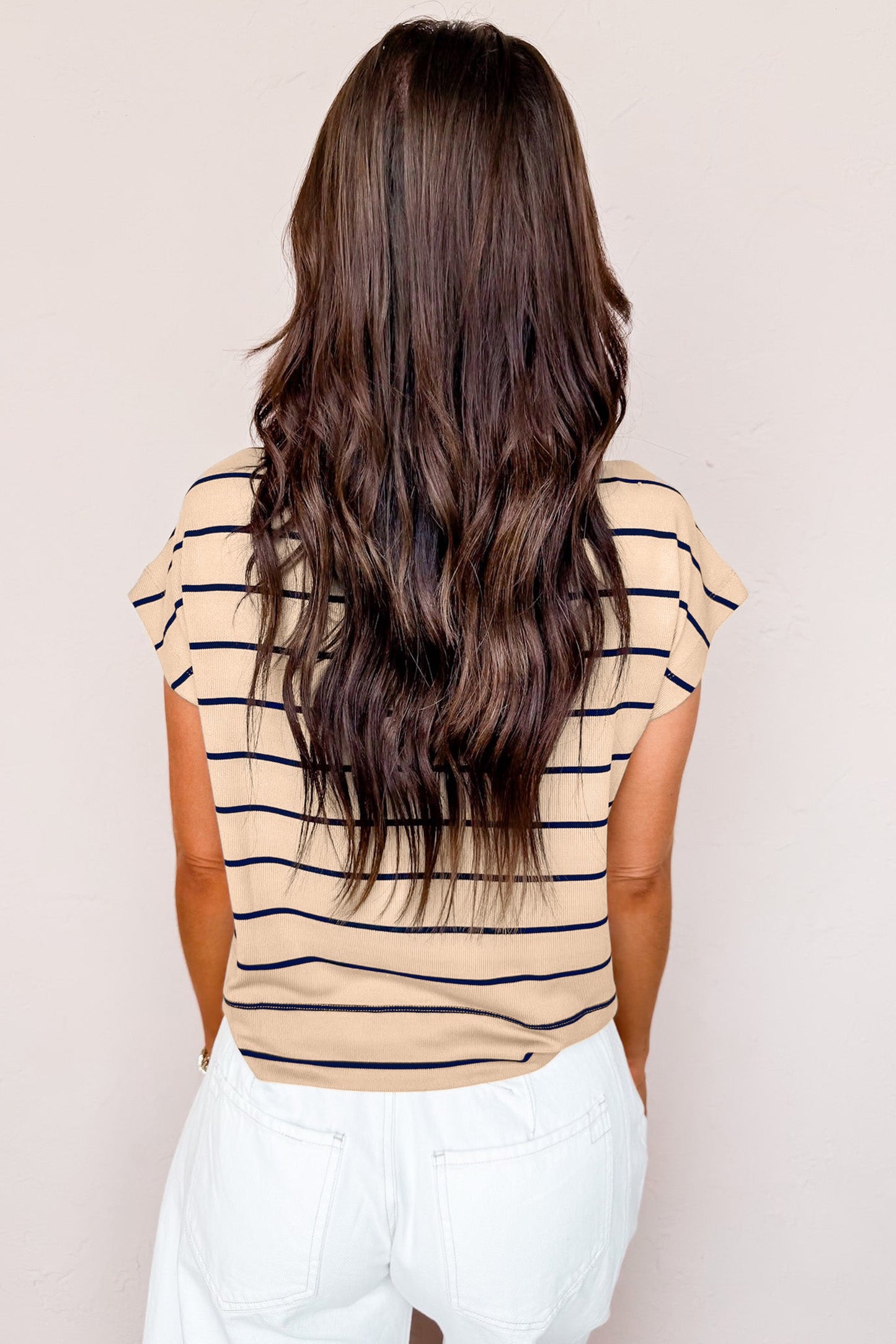 Mock neck stripe top