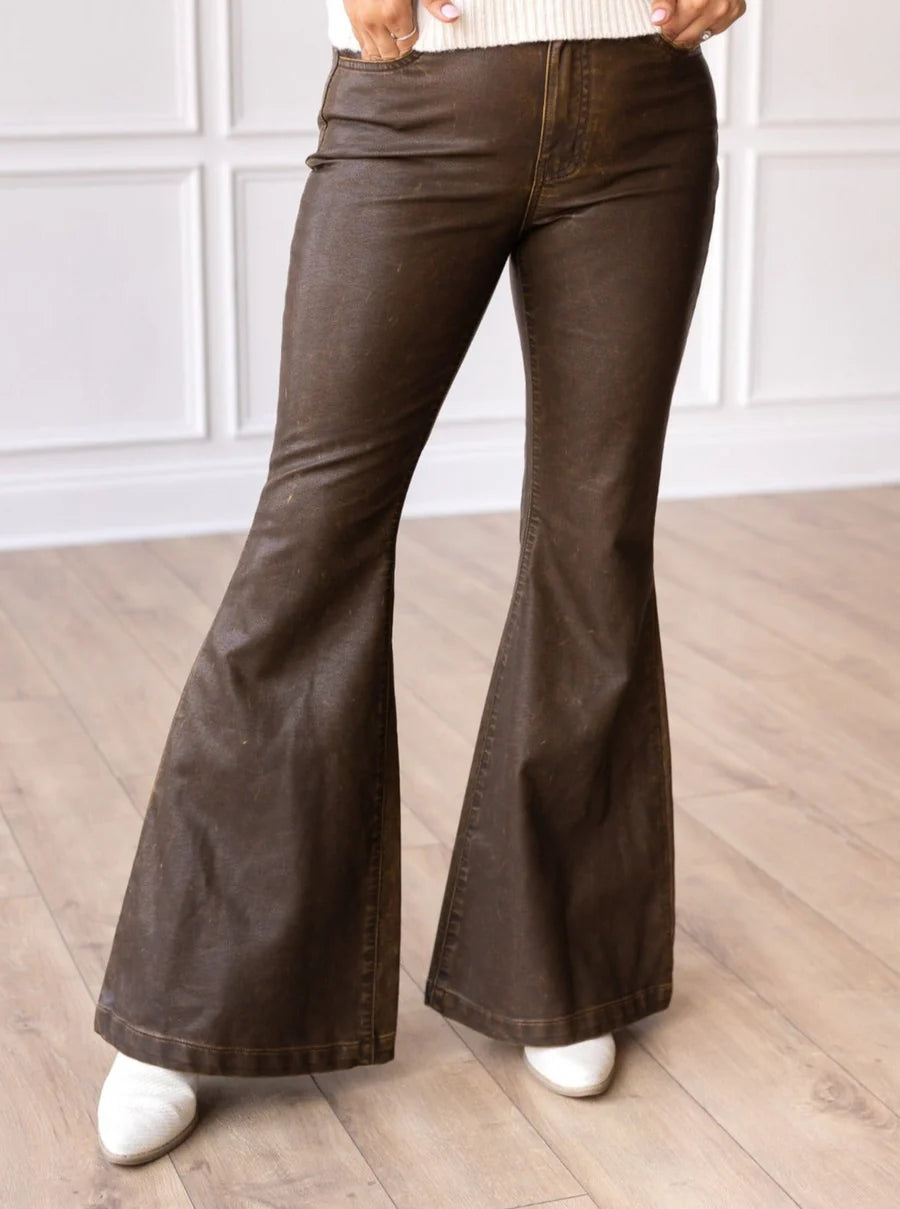 THE BRANDY RUSTIC LEATHER BELLBOTTOMS