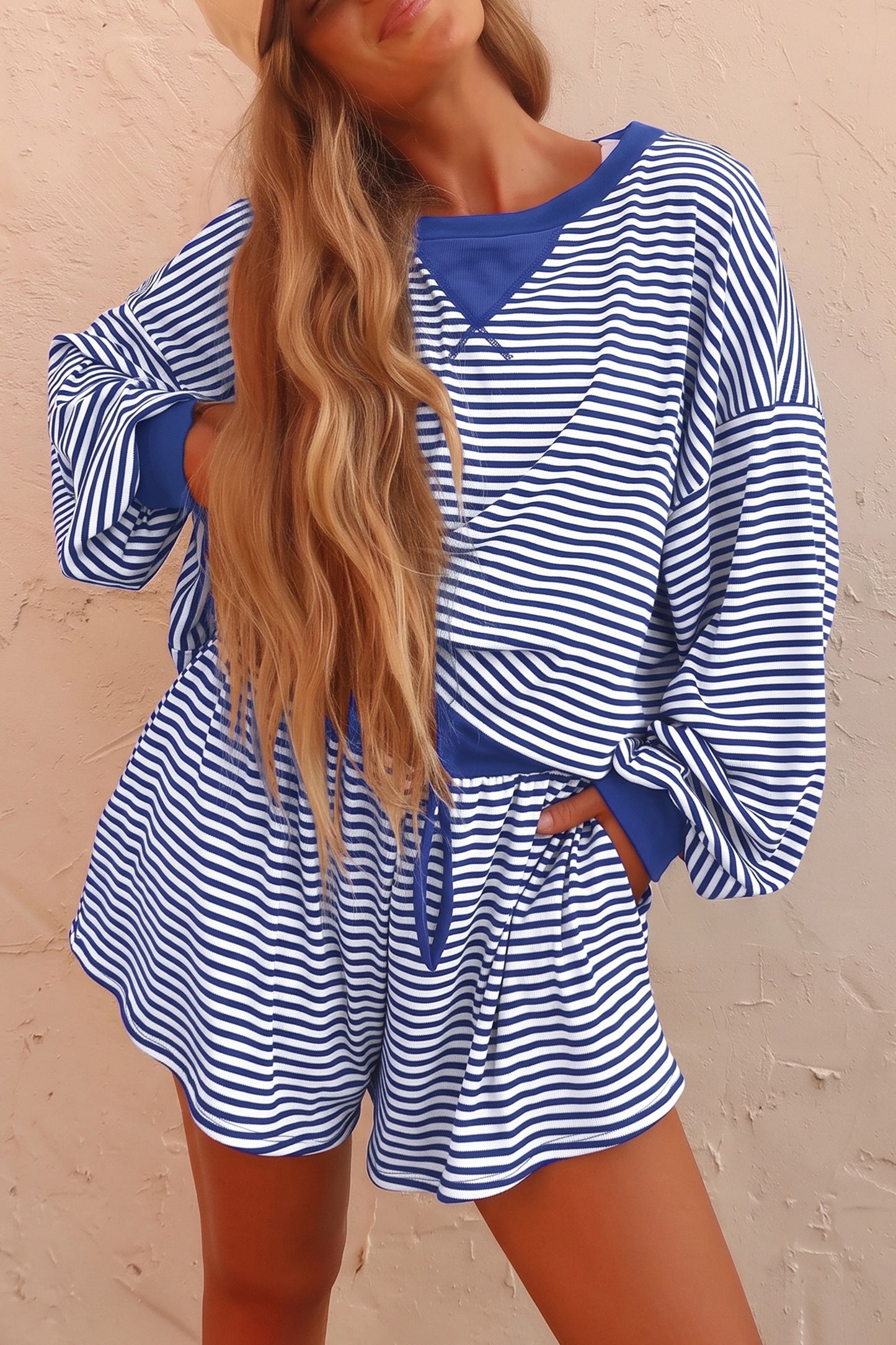 Blue and white Long Sleeve Set
