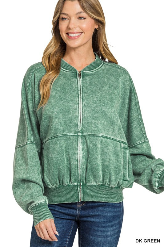 Acid Wash Fleece Jacket