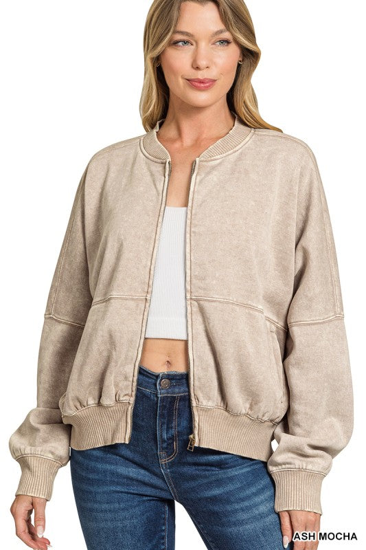 Acid Wash Fleece Jacket