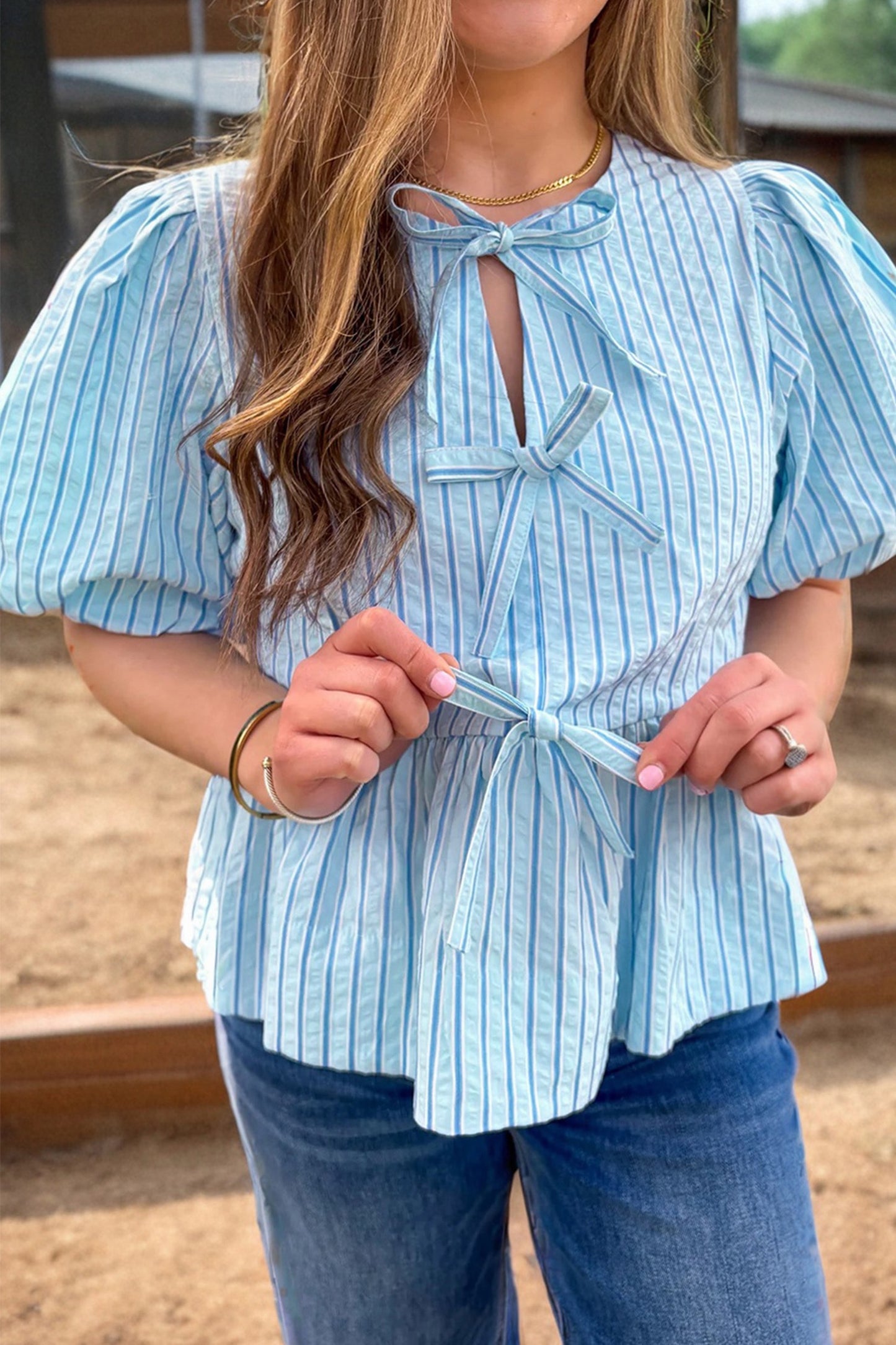 Sky Blue Bow Top