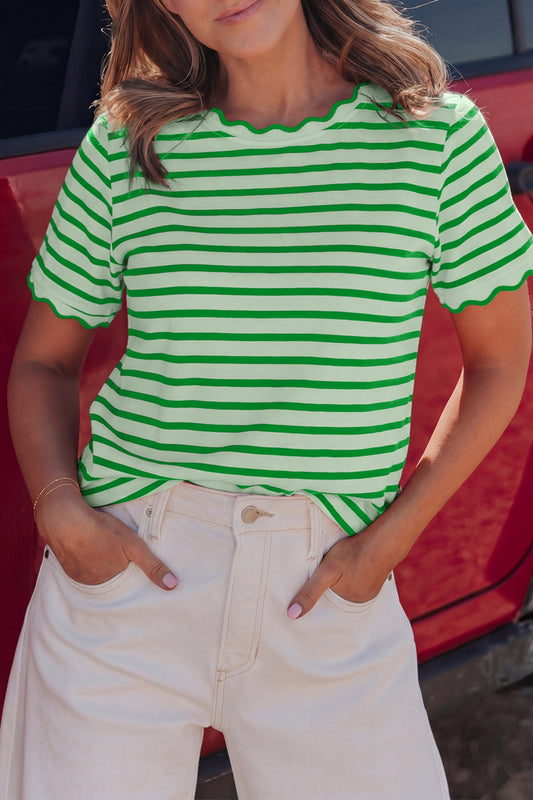 Green scallop top
