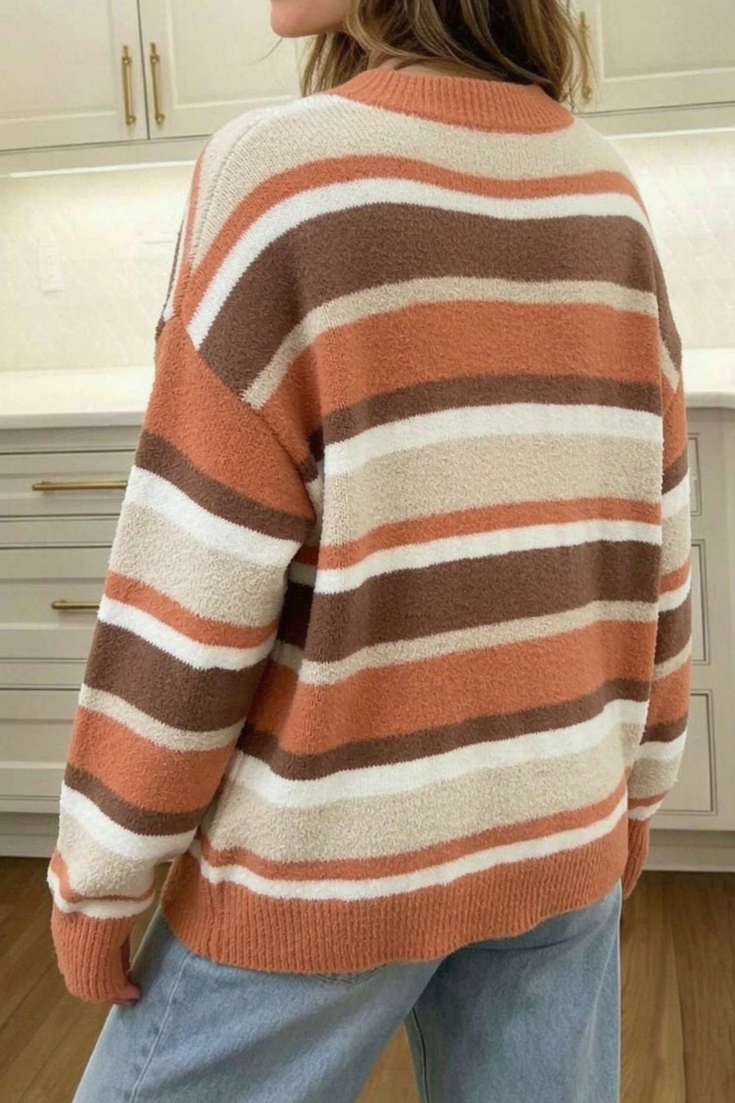 Orange and brown stripe loose sweater