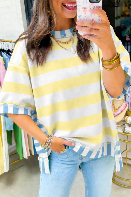 Colorblock Stripe Exposed Seam Top