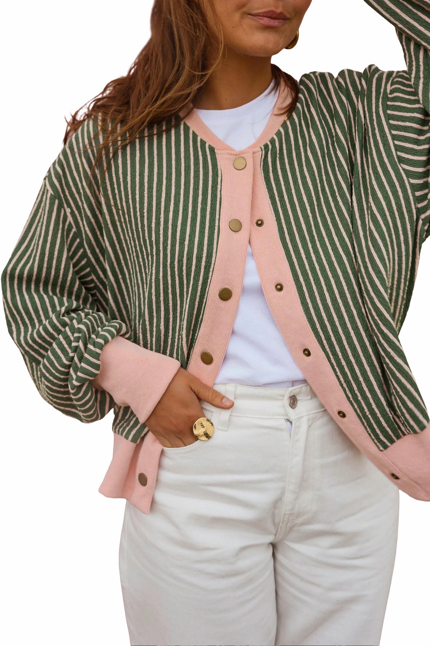 Green Stripe cardigan