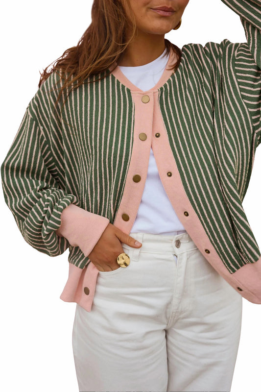 Green Stripe cardigan