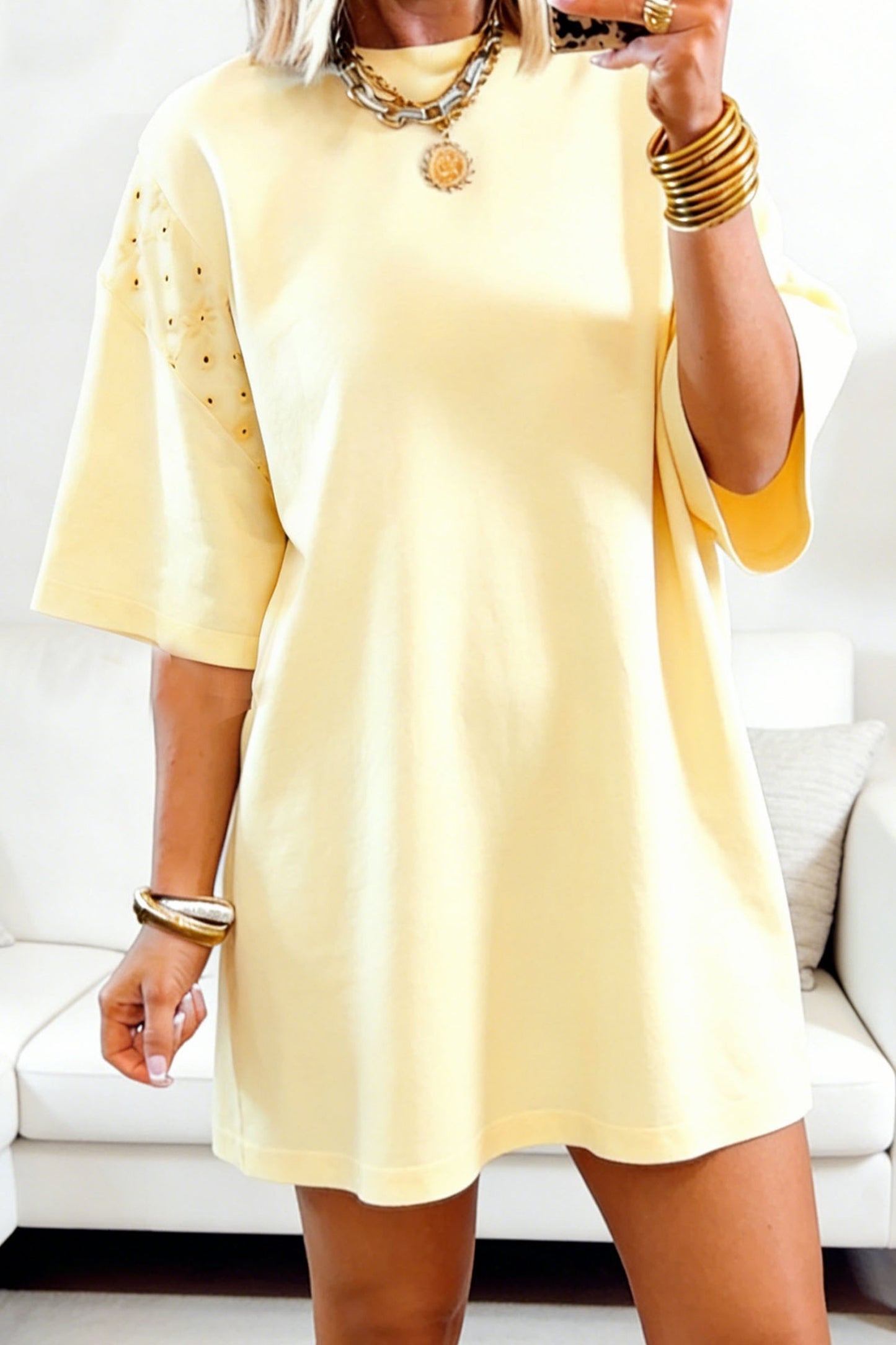Yellow Lace Details Dress