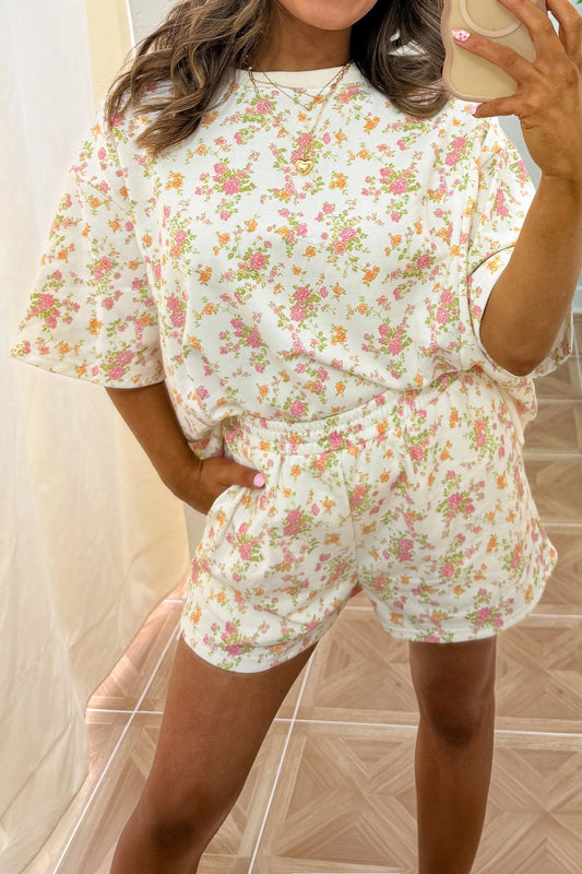 Pink Floral Shorts Set