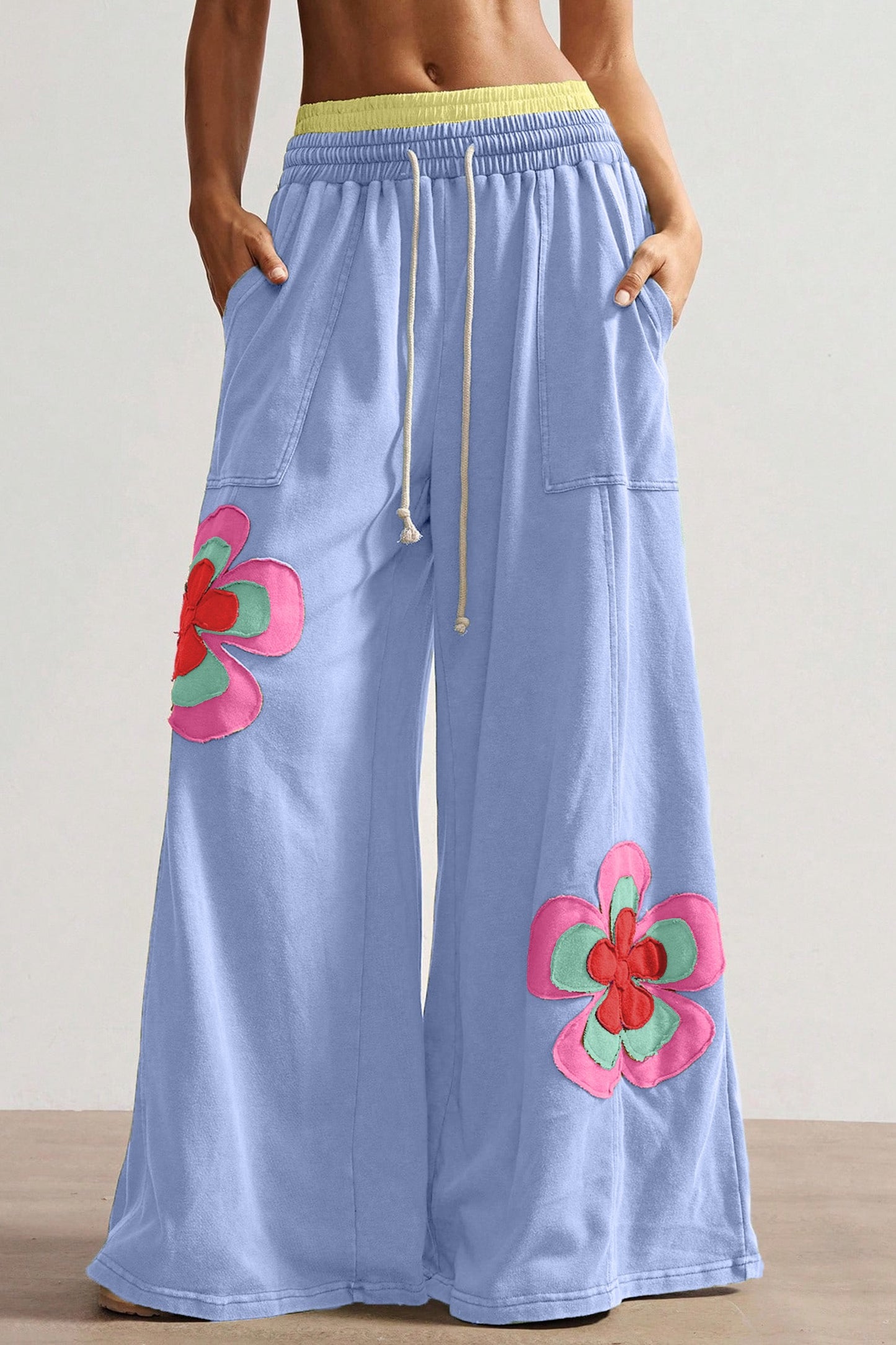 Sky Blue  Patchwork Pants