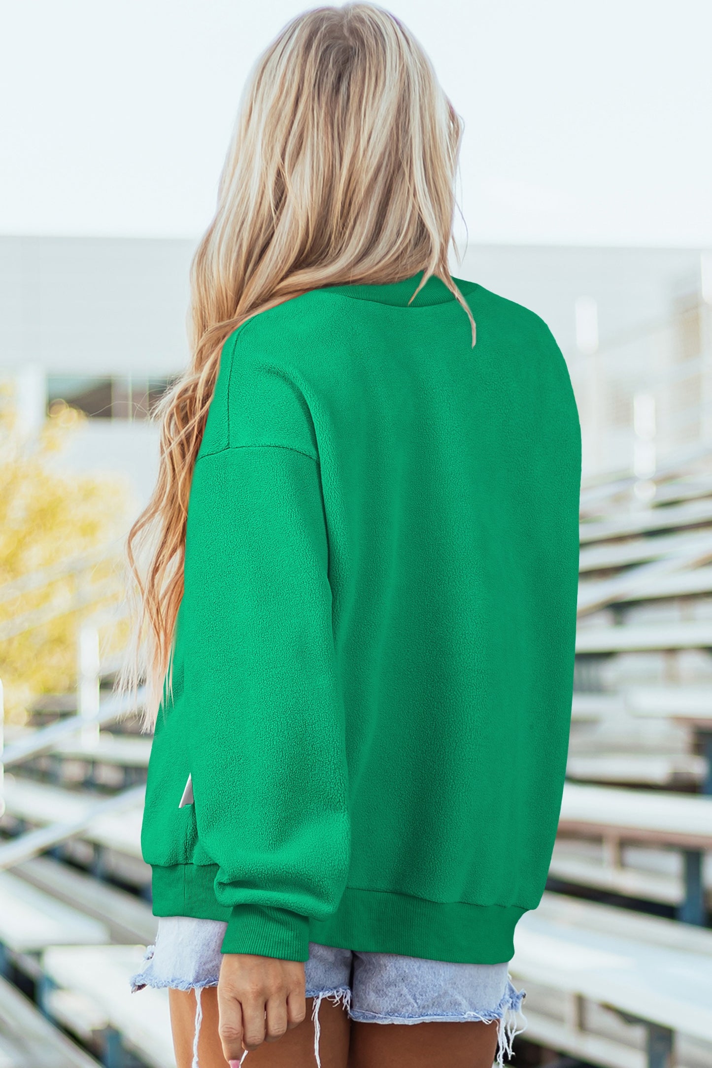 Green Oversized Reversible Crewneck