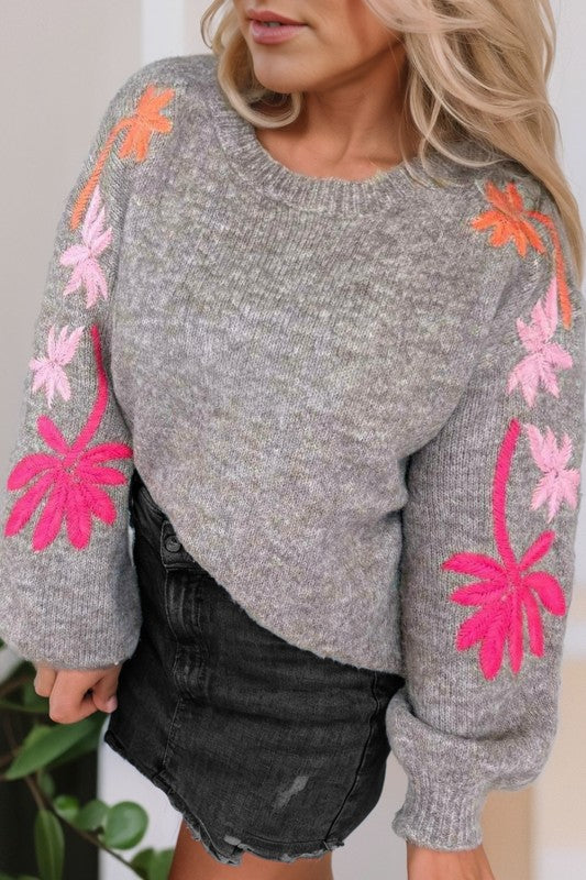 Embroidered Floral Sweater