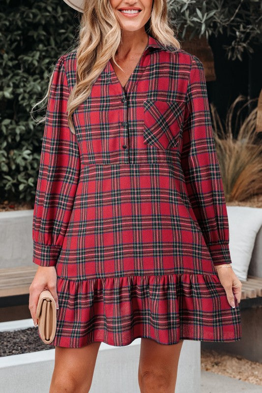 Cranberry Plaid Dress