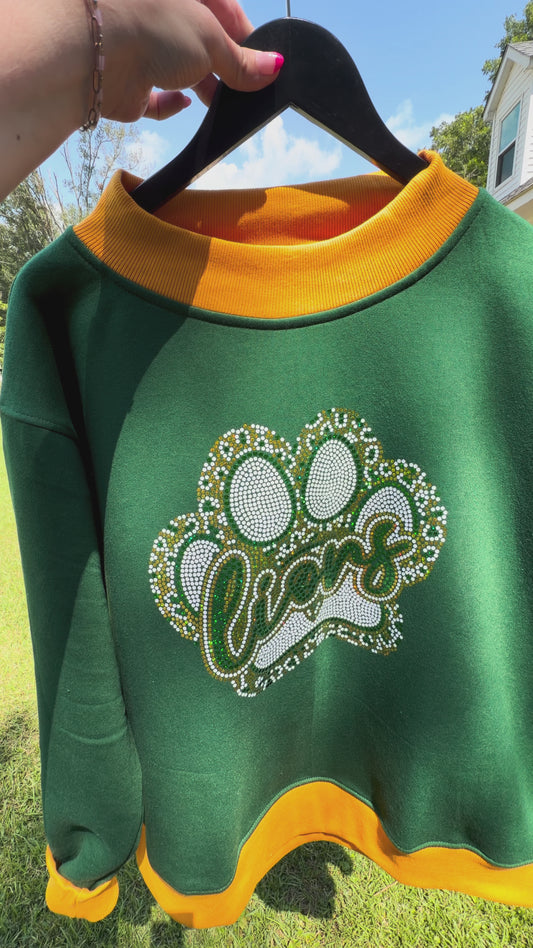 Green And Gold Crewneck with paw