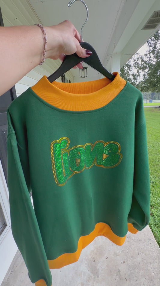Green And Gold Crewneck with Lions